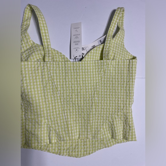 NWT ZARA Corset top with a sweetheart neckline and wide straps. lime zip.SIZE S - Picture 3 of 17